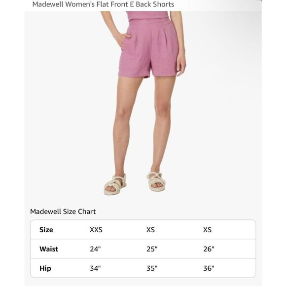 Madewell 100% Linen Flat Front E Back Pull On Shorts Women's - Picture 12 of 13